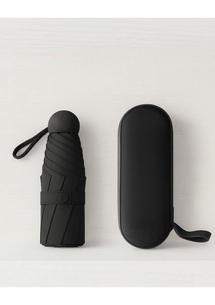 6 Telli Mini Cepboy Kapsullü Şemsiye -Siyah