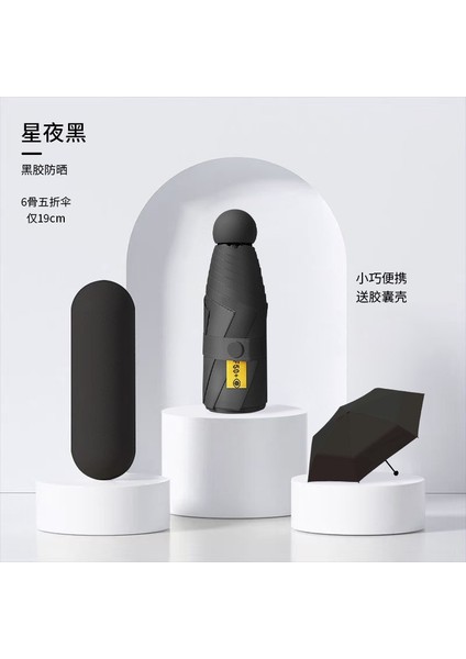 6 Telli Mini Cepboy Kapsullü Şemsiye -Siyah modelleri