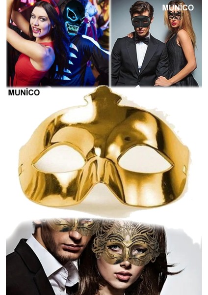 6 Adet Altın Metalize Parti Maskesi Düz Tasarım Balo ve Kostüm Etkinlikleri Sexy Fantezi Hallowen
