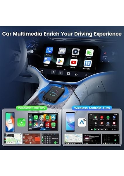 Mını Aı Box Kablosuz Carplay/android Auto，android Sürüm 11.0, 3+32G Bellek，fabrika Kablolu Carplay'li Otomobiller Için，youtube, Netflix Desteği，çift Bluetooth fırsatları