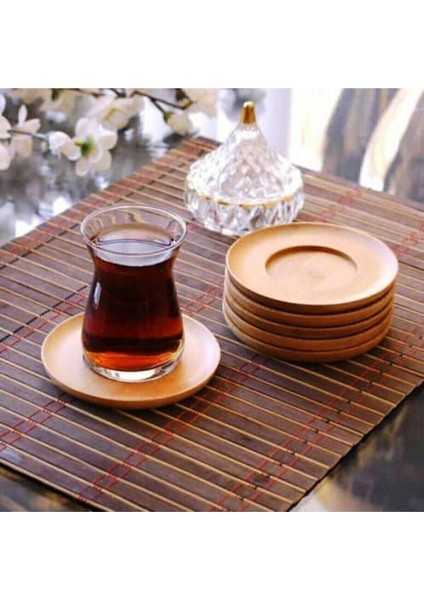Bambu Yuvarlak Çay Tabağı Altlığı 6 'lı Set, Dekoratif Bambu Altlık