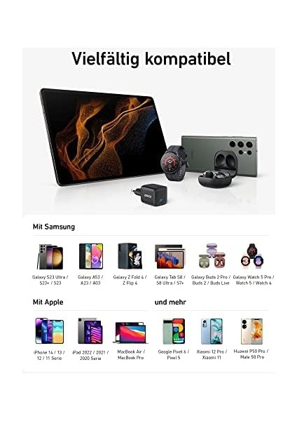 313 Gan Usb-C Şarj Cihazı 45W, Süper Hızlı Şarj 2.0 Destekli, Multiprotect Koruması,%30 Daha Küçük modelleri