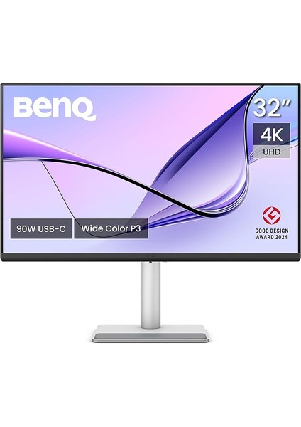 MacBook Pro/air Için MA320U 32 Inç 4K 3840X2160 Ekran, 90 W Usb-C, Mac Renk Eşleştirme, Mac'te Parlaklık ve Ses Kontrolü, Ayarlanabilir Ayak, P3 Renk Gamı.