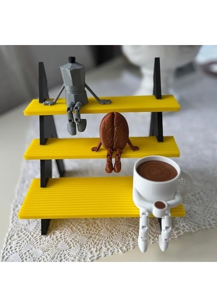 Kahve Dekoratif Biblo Seti, 3 Parça, Moka Pot, Kahve Çekirdeği ve Fincan, Masaüstü Süs modelleri