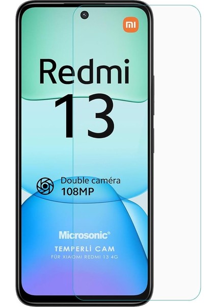 Xiaomi Redmi 13 4g Tempered Glass Cam Ekran Koruyucu [redmi 13 4g ile Uyumlu Ekran Koruyucu - Şeffaf]