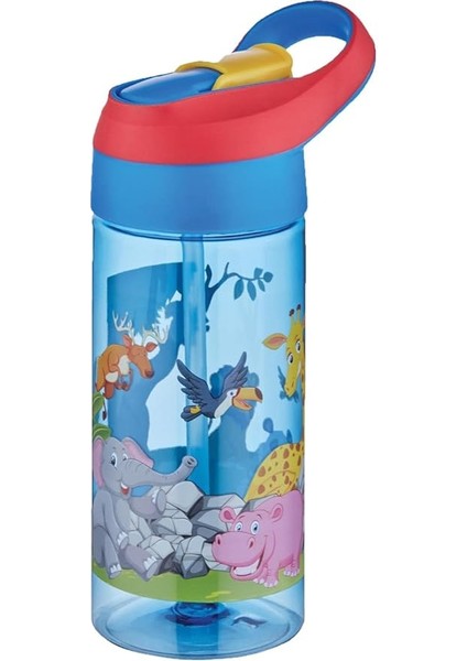 Fiftyfifty 500ML Tritan Kalın Pipetli Çocuk Okul Su Matarası Mavi