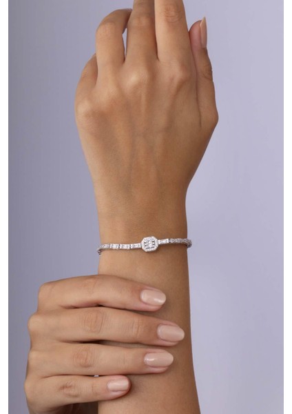 Su Yolu Süzme Baget Taşlı 925 Ayar Gümüş Bileklik fiyatları