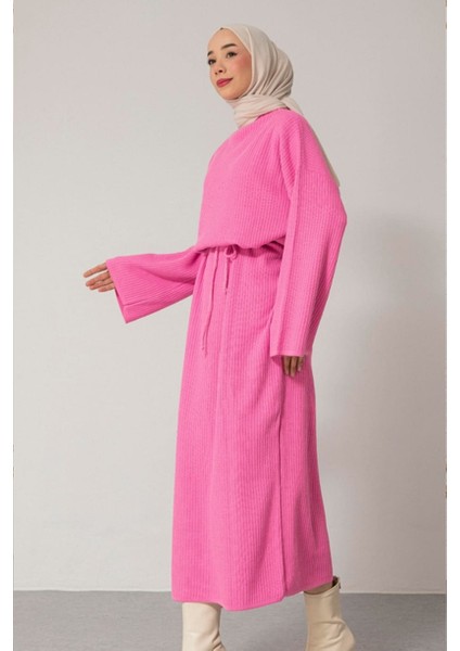 Kadın Volanlı Triko Tesettür Elbise