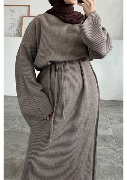 Kadın Volanlı Triko Tesettür Elbise fiyatları