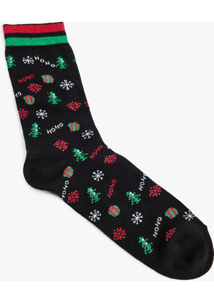 Pamuklu Yılbaşı Temalı Havlu Soket Çorap