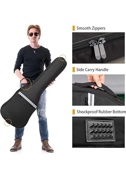 Gitar Çantası Çantası 41 Inç Gitar Çantası Akustik Gitar Gitar Bas Gitar Klasik Gitar ve Daha Fazlası, Siyah Beyaz indirimleri