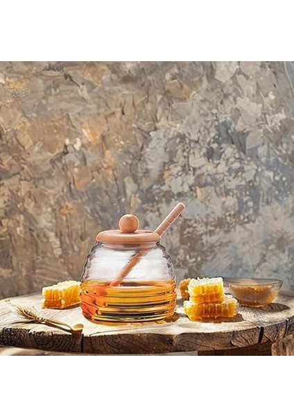 Bambu Kapaklı Cam Bal Kavanozu – 420ML | Kaşıklı & Şık Sunum Kavanozu | Doğal Ahşap Kapaklı Cam Bal Saklama Kabı fırsatları