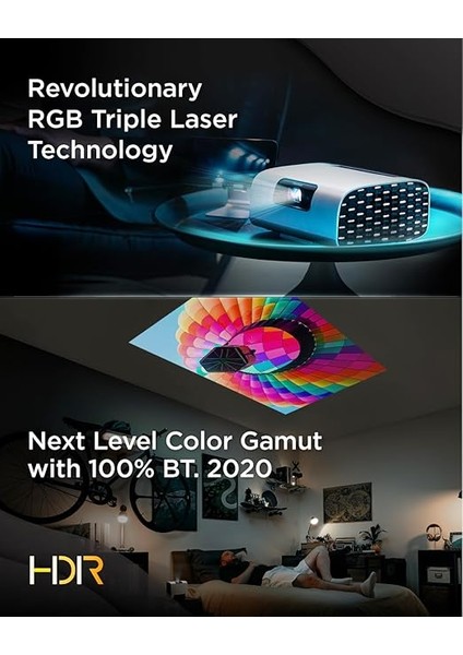 M10 Fhd 2200 Lumen Harman Kardon Hoparlorlu Taşınabilir Rgb Lazer Akıllı Projeksıyon modelleri
