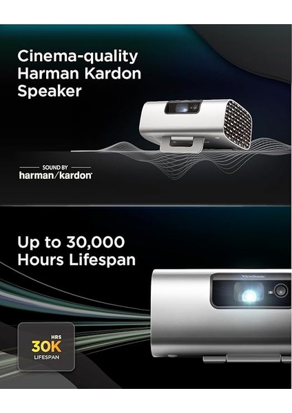 M10 Fhd 2200 Lumen Harman Kardon Hoparlorlu Taşınabilir Rgb Lazer Akıllı Projeksıyon indirimleri