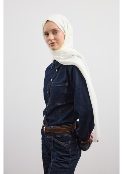 Organik Crash Şal Ekru