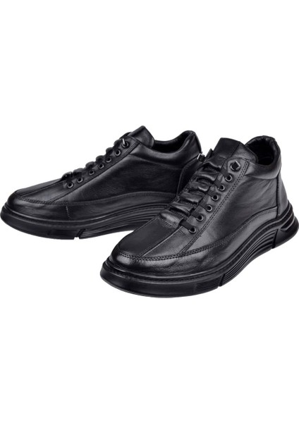 Hakiki Deri Lastik Bağcıklı Erkek Ayakkabı VOY-488 Siyah fırsatları