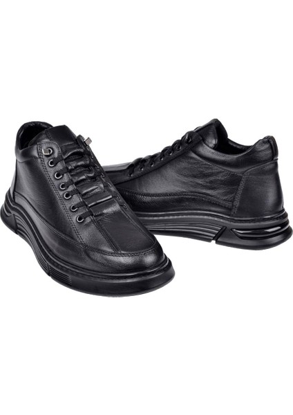 Hakiki Deri Lastik Bağcıklı Erkek Ayakkabı VOY-488 Siyah indirimleri