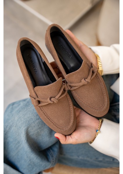 Onapy Acı Kahve Süet Düz Taban Düğüm Detaylı Ayakkabı fiyatları