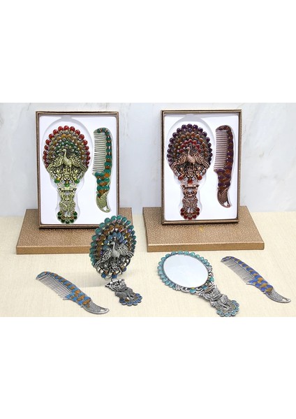 Tavuskuşu Katlanabilir Ayna ve Tarak Seti Büyük Boy ALK4913 - Lisinya