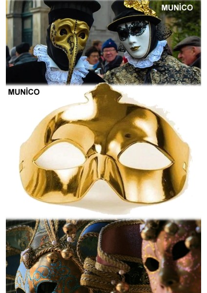 18 Adet Altın Metalize Parti Maskesi Düz Tasarım Balo ve Kostüm Etkinlikleri Sexy Fantezi Hallowen