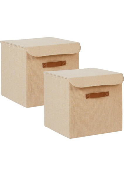 Textile 2'li Jüt Kumaş Kutu Set 30 x 30 x 30 cm