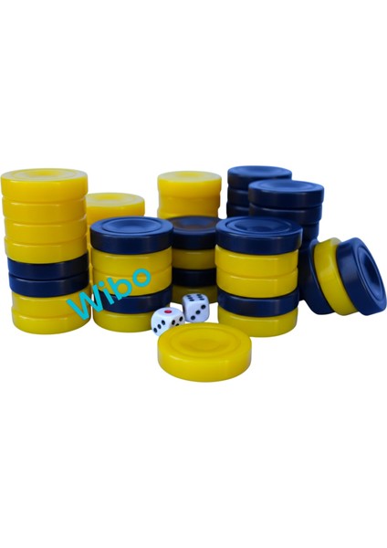 Akrilik Kalın Sarı Lacivert Tavla Pulu Büyük Boy 35 mm fiyatları