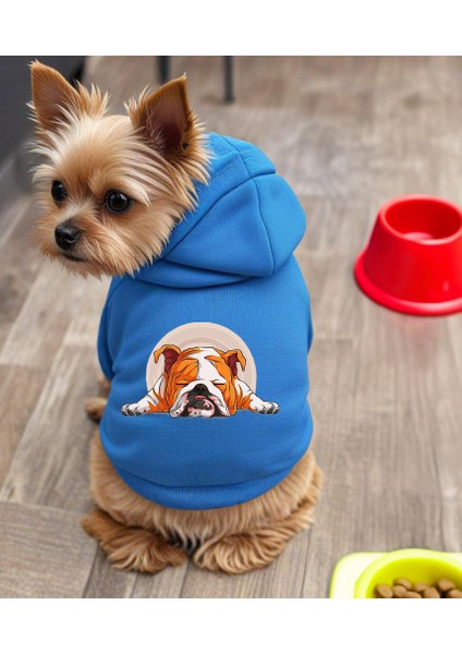 Mavi Sleepy Baskili Ici Polarli Köpek Kıyafeti Sweatshirt