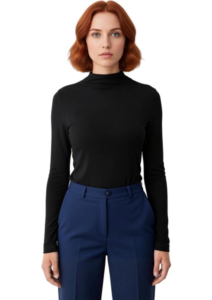 Kadın Dik Yaka Vücuda Oturan Esnek Örme Bluz Konfor ve Şıklık Bir Arada Kaliteli Şık Rahat modelleri