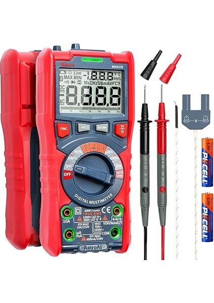 M6K0R 6000 Trms Dijital Multimetre, Voltmetre, Polimetre, Ac/dc Akım, Ac/dc Gerilim, Direnç, Frekans, Kapasitans, Süreklilik, Test Diyotları Için Test Cihazı Sayımları