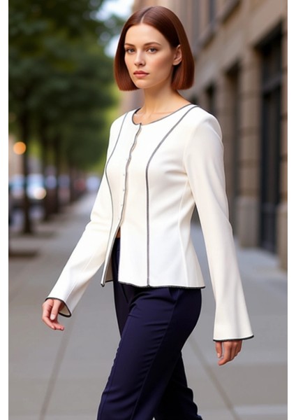 Kadın Tam Düğmeli Nakışlı Ispanyol Kol Bluz Bisiklet Yaka Fitted Kesim ve Viskon Ribana Kaliteli fırsatları