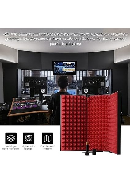 Kapılı Profesyonel Stüdyo Mikrofonu Yalıtım Kalkanı Katlanır Pop Filtre Mikrofon Yüksek Yoğunluklu Eva Köpük Ses Emici Ekipmanı ile Rüzgar Perdesi fırsatları