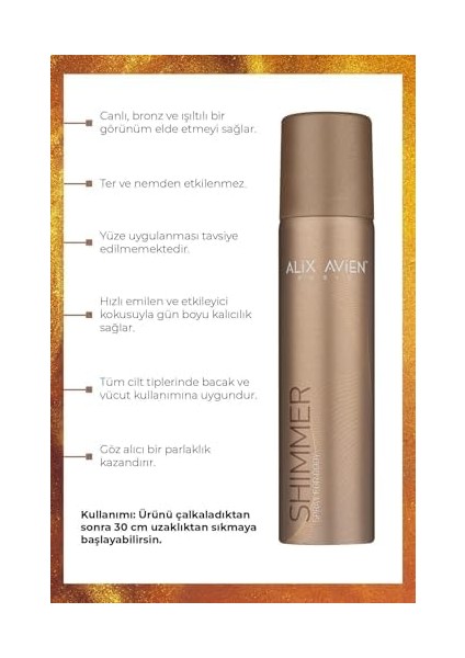 Alıx Avıen Işıltılı Vücut Spreyi - Shimmer Spray For Body - 75 ml