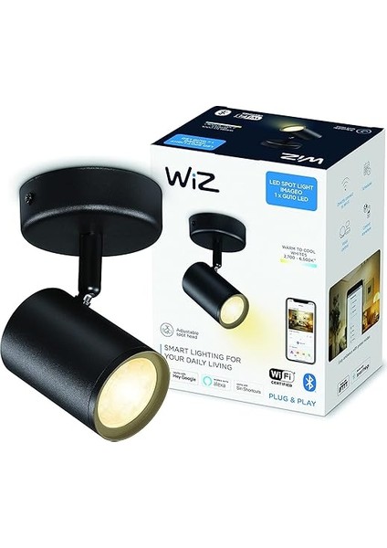 Imageo 1'li Spot Ayarlanabilir Beyaz, Tavan Lambası, Kısılabilir, Sıcak Ila Soğuk Beyaz, Wi-Fi Üzerinden Uygulama/ses ile Akıllı Kontrol, Siyah indirimleri