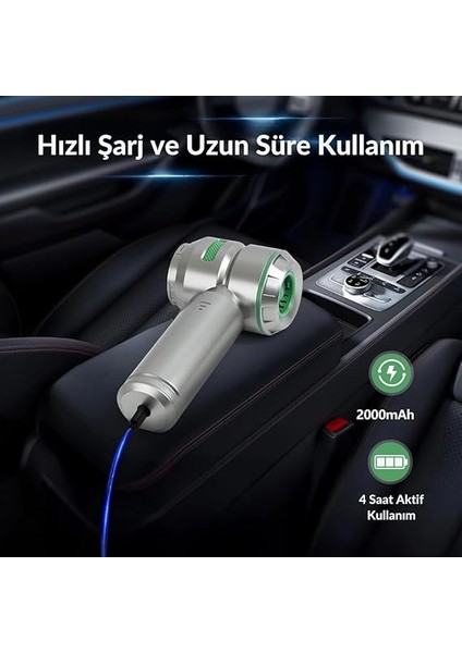 Içi Şarjlı Süpürge, Çok Amaçlı Süpürge, 15000 Pa Yüksek Emiş Gücü, 7 Farklı Kullanılabilir Başlık, 2000 Mah Batarya, 3 Kademeli Güç Modu, Yüksek Çekiş ve Üfleme, Vakumlu Araç Içi Süpürge (Yeşil) indirimleri