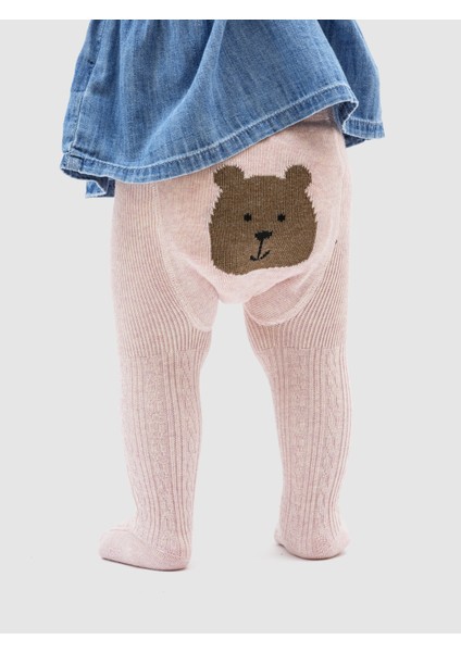 Bebek Pembe Cable Örgü Brannan Bear Grafikli Külotlu Çorap fiyatları