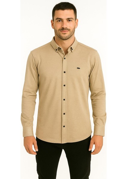 Cafes Uzun Kol Slim Fit Erkek Gömlek - 7434