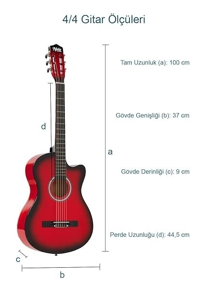 CG-395RD Kırmızı Renk Kesik Klasik Gitar 4/4 Yetişkin Boy Sap Ayarlı Full Set fırsatları