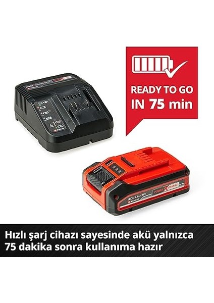 Einhell 4 Ah Plus Power X-Change Başlangıç Seti (1x 18V 4 Ah Akü, 1 x 3A Şarj Cihazı, 75 Dakika Şarj Süresi, Tüm Power X-Change Cihazları Için Uygundur) fırsatları