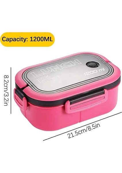 1200 ml 2 Katlı 6 Bölmeli Bpa'sız Pp Plastik Sefer Tası ve Beslenme Çantası - Hava Kilitli Bento Lunch Box, Çatal ve Kaşık Dahil (Pembe) fiyatları