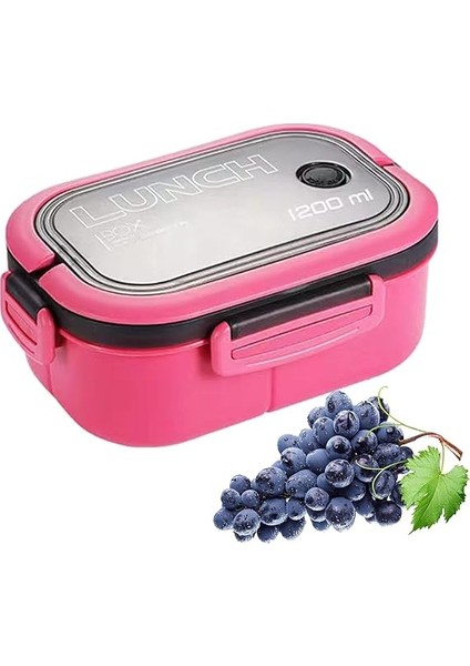 1200 ml 2 Katlı 6 Bölmeli Bpa'sız Pp Plastik Sefer Tası ve Beslenme Çantası - Hava Kilitli Bento Lunch Box, Çatal ve Kaşık Dahil (Pembe) indirimleri