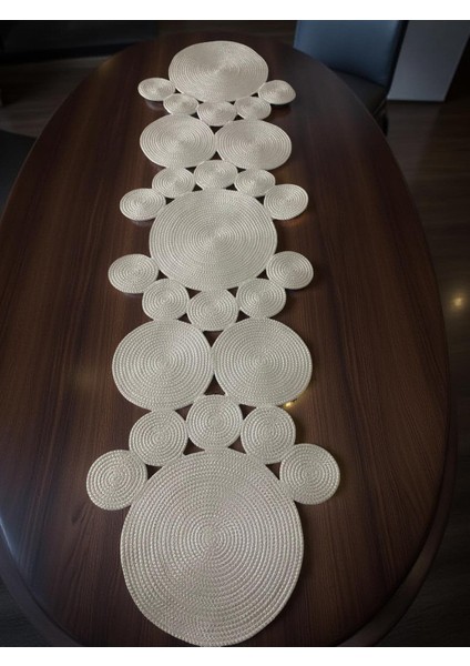 Jüt, Hasır, Dekoratif Masa Örtüsü, Runner, Amerikan Servis, Sehpa Örtüsü 180X55