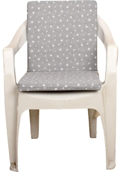 Bahçe Balkon Salon Yıldız Desenli Sandalye Minderi 1 Adet (Gri)