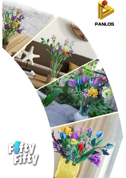 Panlos Dekoratif ve Koleksiyonluk 17 Çiçekli Buket Modeli 999 Parça Yapım Seti -FFP655001 fırsatları