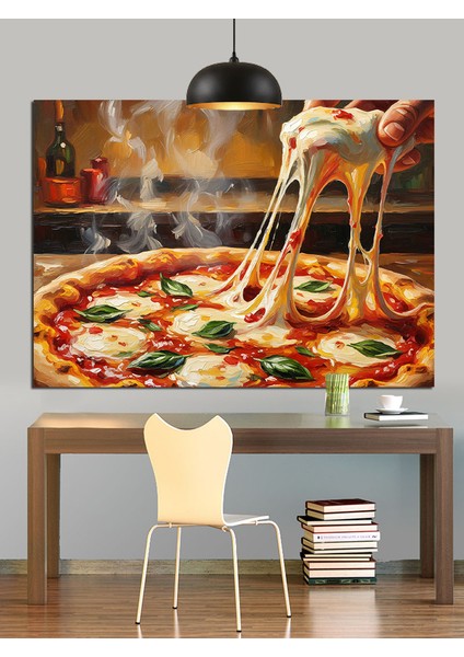 Havada Uzayan Pizza Peynir Dekoratif Kanvas - Mdf Ahşap Tablo fiyatları