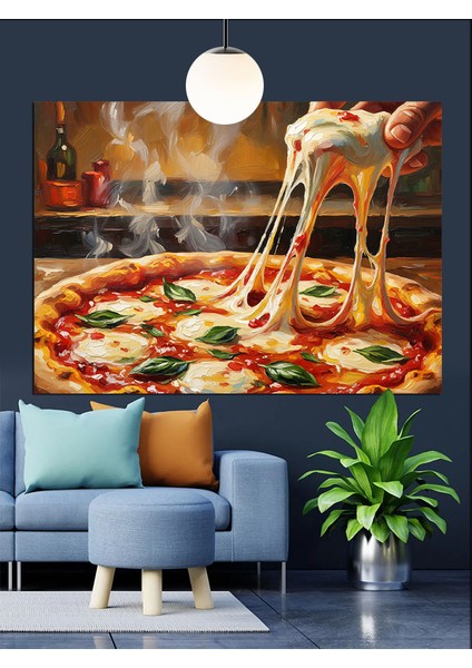 Havada Uzayan Pizza Peynir Dekoratif Kanvas - Mdf Ahşap Tablo modelleri