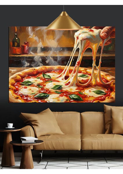 Havada Uzayan Pizza Peynir Dekoratif Kanvas - Mdf Ahşap Tablo fırsatları