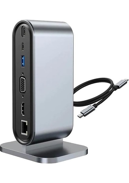 USB C To Hdtv + VGA + 7 Ports Hub + Sd/tf Readcarder Sb C Hub Dizüstü Bilgisayar Bağlantı Istasyonu, VGA ile 12'si 1 Arada Dock, HDMI 4k, 100MBPS Ethernet, 3 x Usb-A 3.0 ve 100W Usb- ZR773 fiyatları