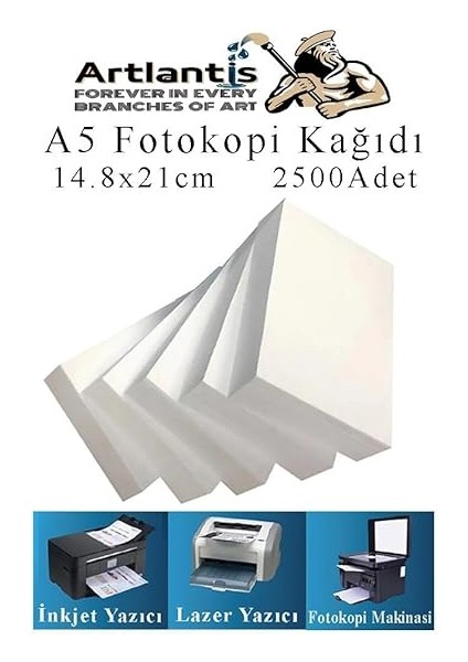 Fotokopi Kağıdı A5 80 gr 500 Lü 5 Paket Fotokopi Kağıdı Lazer Inkjet ve Fotokopi Makineleri Için Uyumlu fiyatları