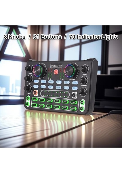 Canlı Ses Kartı O Mikser Masaüstü Şarkı Söyleme Dc 5V 44.1khz Yayın Akışı Için Gürültü Azaltma Podcasting Oyun Kaydı Gösterge Işığı Düğmesi Düğme Kontrolü ile Ses Tablası Siyah 17,5X10,4X4,2 cm fiyatları