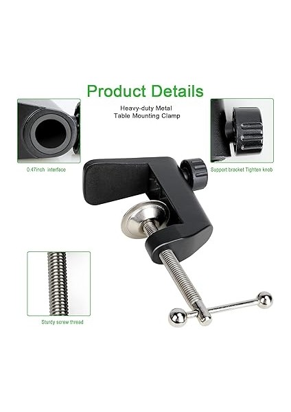 Mic Için Masa Montaj Kelepçesi - Ayarlanabilir Vidalı Mikrofon Kol Standı Için Bom Kol Kelepçesi, Maksimum Boşluk 55 Mm/2,16 Inç fırsatları